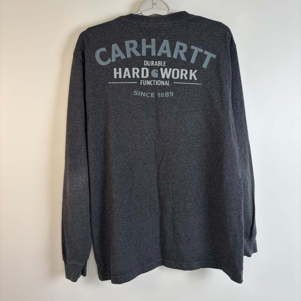Carhartt long sleeve tee mens M gray back logo workwear outdoor